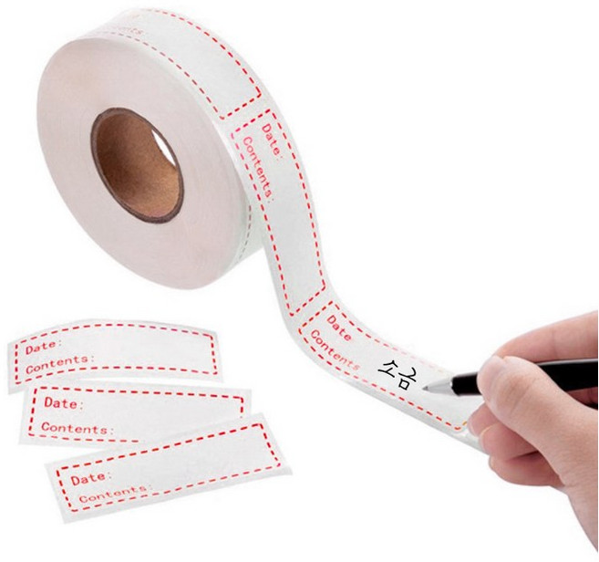 주방 방수 네임 이름표 라벨지 125매 스티커 2color 대용량 냉장고 정리 양념 통 병 분류 무지 유통기한 식품 메모 자국남지않는, 레드