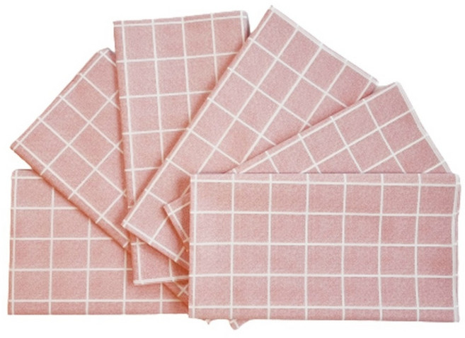 캐프마켓 일회용 격자 방수 테이블보 원형 사각 식탁보, 핑크, 6인(137 x 180 cm), 6개
