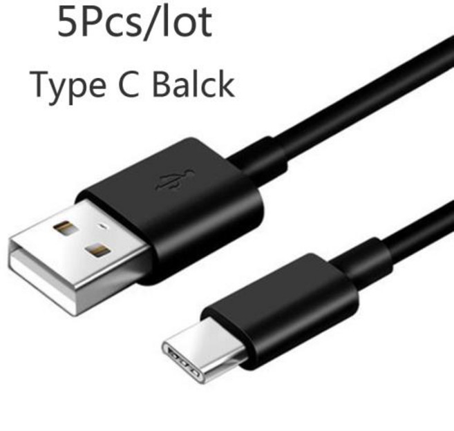 C타입 USB C 휴대폰 케이블 삼성 갤럭시 탭 A7 라이트 S7 FE F22 F32 F12 M42 M32 M12 A22 5G 고속 충전 충전기 케이블 로트당 5 개, 5) Black - 2m