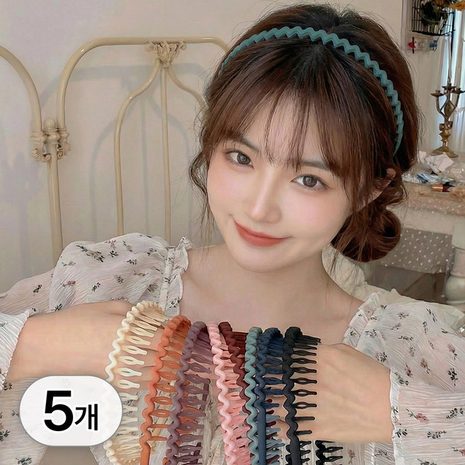 라뷰드 5개 세트 데일리 빗살 머리띠 여성 안아픈 헤어 밴드 세안 머리 고정 머리핀 흘러내림 미끄럼 방지 패션 잡화