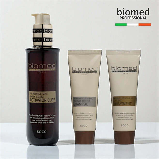 바이오메드 에센스 액티베이터 큐어 미용실 열보호 오일 크리닉 + 휴대용 2종 세트, 1개, 320ml - 쿠팡