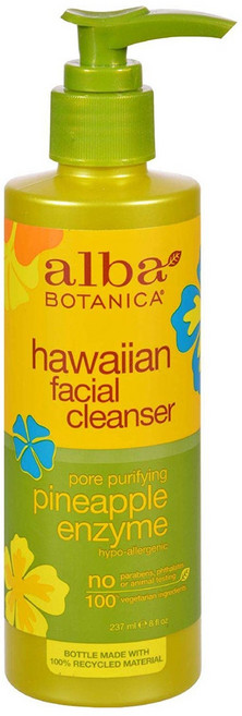 Alba Botanica 내추럴 하와이안 페이셜 클렌저 포어 퓨리파잉 파인애플 엔자임, 1개, 237ml