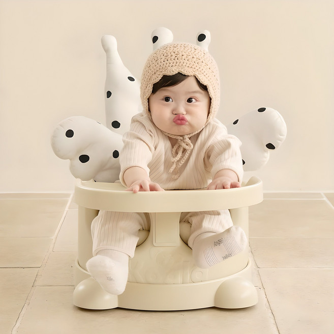 에시앙 범보의자 P에디션 + 크라운 2종 풀세트, 바닐라 + 바닐라 + 도트아이보리