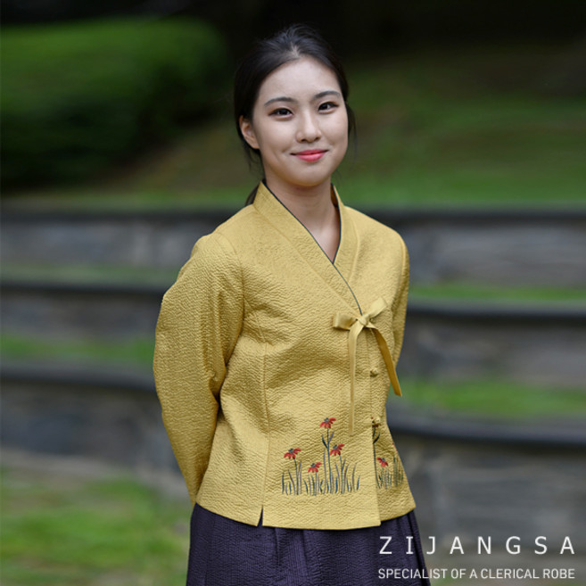 [4129] 물실크 잔골 고름 저고리 생활한복 / 누비 자켓 코트 겨울 여자 여성 보살님 한복 개량한복 패션한복 감성한복 사찰복 수련복 법복 절복 승복 템플스테이 지장사
