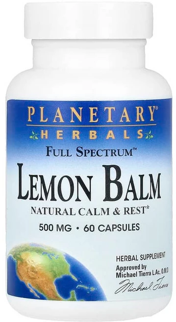 Planetary Herbals Full Spectrum™ 레몬밤 캡슐 60정(캡슐 1정당 500mg) PTF-10726, 1, 60정 - 쿠팡
