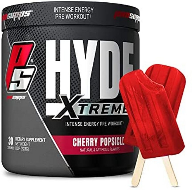 PROSUPPS Mr. 하이드 익스트림 프리워크아웃 운동 전 파우더 30회분 에너지 드링크 남여공용 헬스, 체리 아이스 캔디, 8온스1팩, 1개, 228g