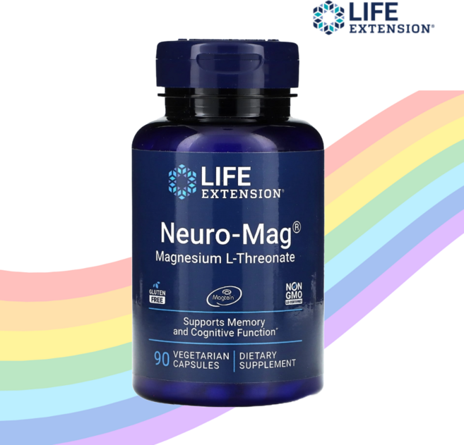 라이프익스텐션 뉴로-매그 마그네슘 L-트레오네이트 베지테리안 캡슐, 90정, 1개