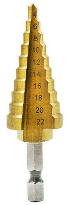 3개/대 3-12mm HSS 스트레이트 그루브 스텝 드릴 비트 티타늄 코팅 목재 금속 구멍 커터 코어 도구 세트, 08 4-22, 1개