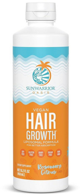 Sunwarrior 모발 성장 액체 로즈마리 오일 비오틴 및 오메가 3 커큐민 히알루론산 토코페롤 머리카락 빠짐 감소 모발 성장 촉진 모발 밀도 향상 두피 수분 공급, Sunwarrior 모발 성장 액체 로즈마리 오일, 비