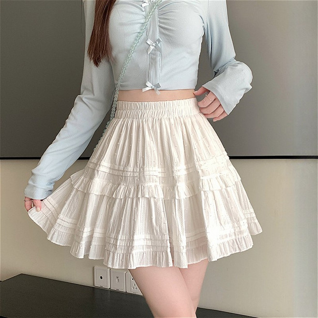 MIREA 여성 봄 여름 쉬폰 캉캉 플레어 미니 스커트 캐주얼 데일리룩 CQZ03