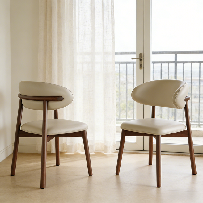 NEDYOU 1+1 원목 식탁의자 2인용 카페의자 인테리어의자 YZ-188, 2개, 호두색