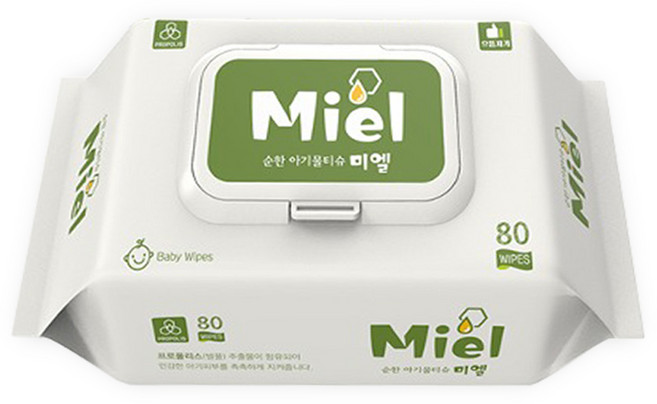 미엘 화이트 아기 유아 물티슈 80매 20팩, 80개입, 20개