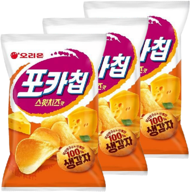 오리온 포카칩 스윗치즈, 124g, 3개