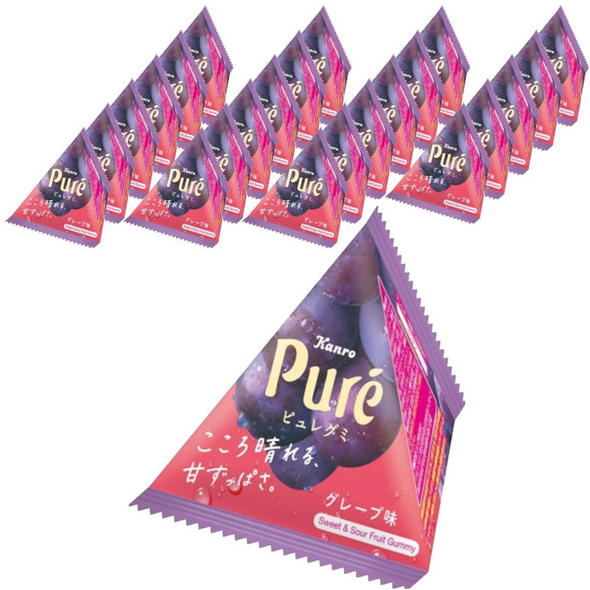 Kanro 甘樂 果泥軟糖 迷你三角 葡萄, 24個, 13g