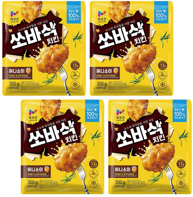 목우촌 쏘바삭 치킨 허니소이 300g 4개