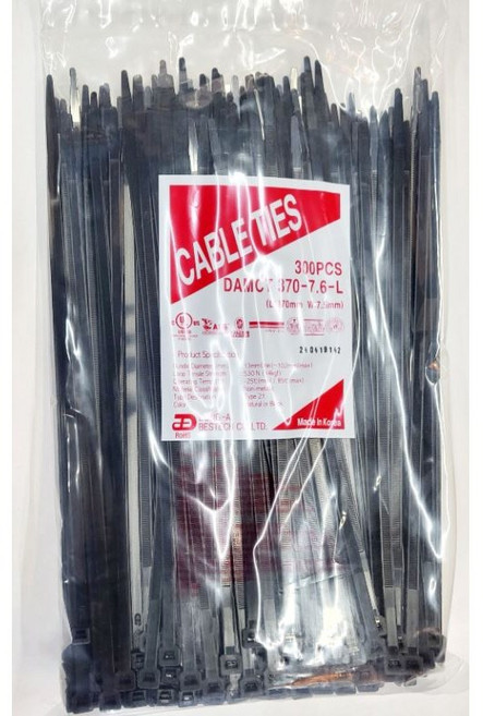 국산 동아베스텍 케이블타이 370mm 흑색 300개입 전선정리