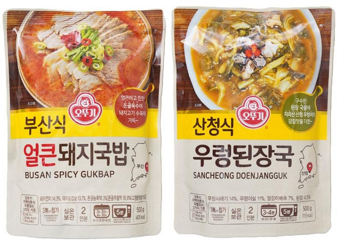 오뚜기 부산식 얼큰돼지국밥 +산청식 우렁된장국 1+1 500g, 5세트