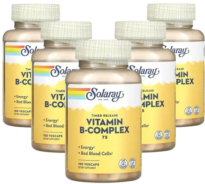 솔라레이 B-컴플렉스 75 2 단계 시간차 지연 방출 100베지캡슐, 5개, 100정 - 쿠팡