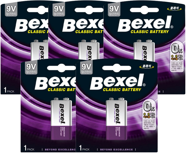 벡셀 망간 9V 카드 특수건전지, 1개입, 5개
