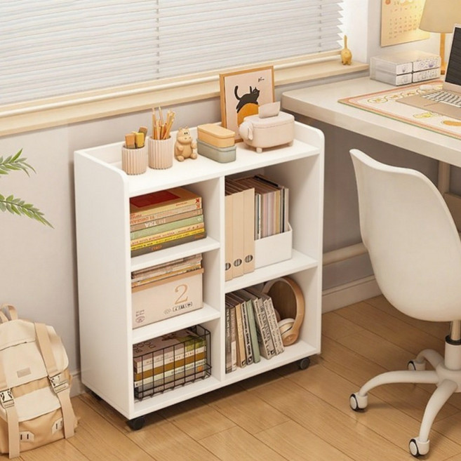 스피드박스 이동식 수납선반 화이트 거실 수납장 책장