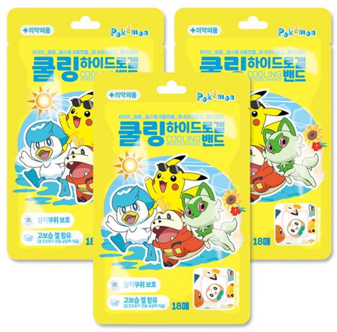 해호 포켓몬 쿨링 하이드로겔밴드 18매입, 3개