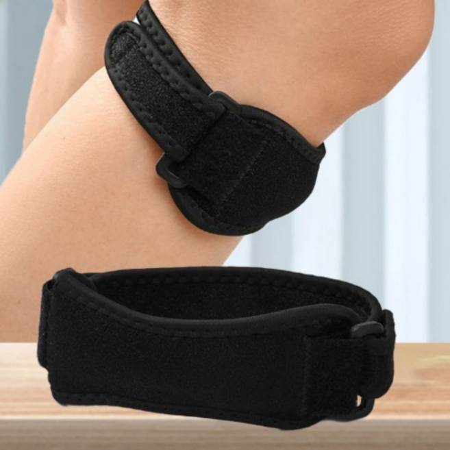 리커버핏 고탄력 슬개골 무릎 보호대, 블랙, 2개