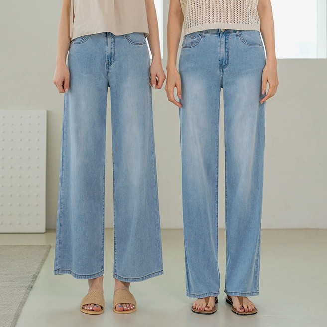 앤더데이 여성용 쿨링텐셀데님스판 와이드키큰키작 팬츠