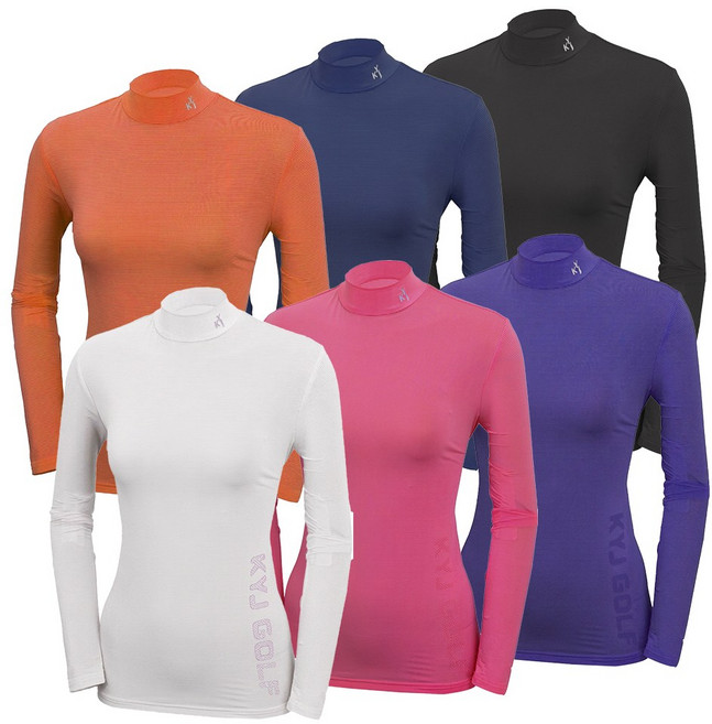 1+1 김영주골프 여성 여름 반목 긴팔 포인트 반폴라 티셔츠 아웃도어 스판 등산 티셔츠 9903