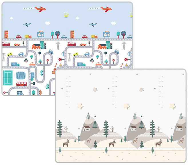 XPE拼接墊寶寶爬行墊 客廳泡沫墊加厚嬰兒爬爬墊摺疊地墊, 汽車迷宮+北歐風