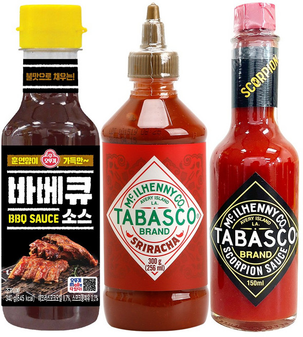 오뚜기 바베큐소스 340g+스리라차 300g+스콜피온소스 150ml, 1세트