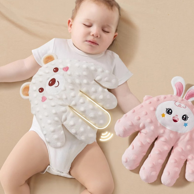 양면원단 토닥토닥 아기재우는 인형 스마트 진정손바닥 손찜질, 핑크(리모컨+양면원단+손찜질), 1개