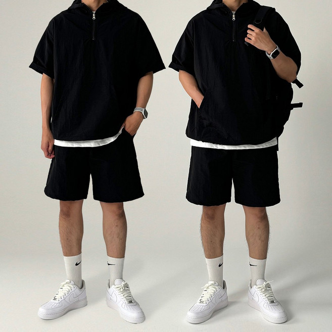 [당일출고] 후드 반팔아노락세트 아노락트레이닝세트