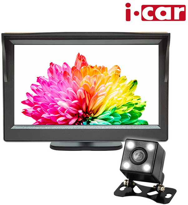 아이카 룸미러모니터 후방카메라 LED 풀세트, 4.3인치 거치형 후진자동반응풀세트 LED