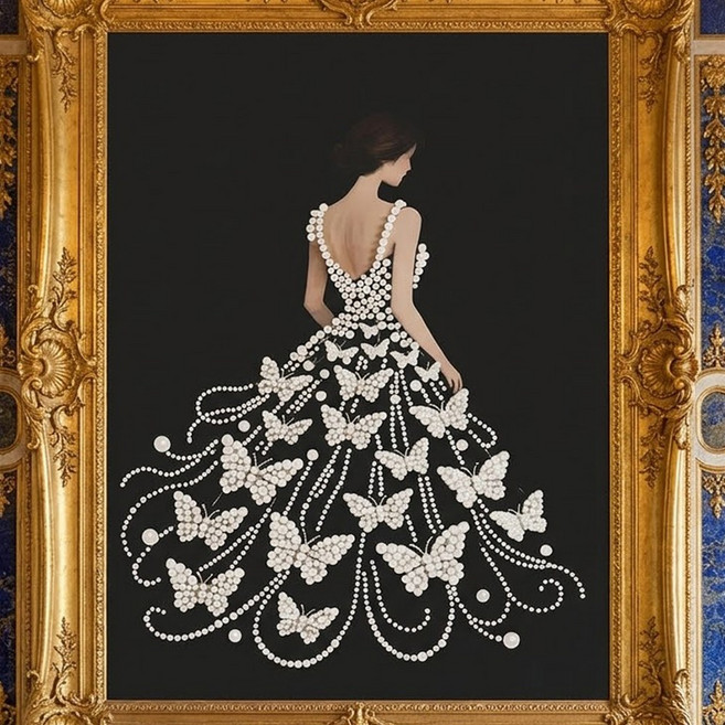 호인트 DIY 진주 보석십자수 명화그리기 30x40cm, 1개, 01나비와왈츠