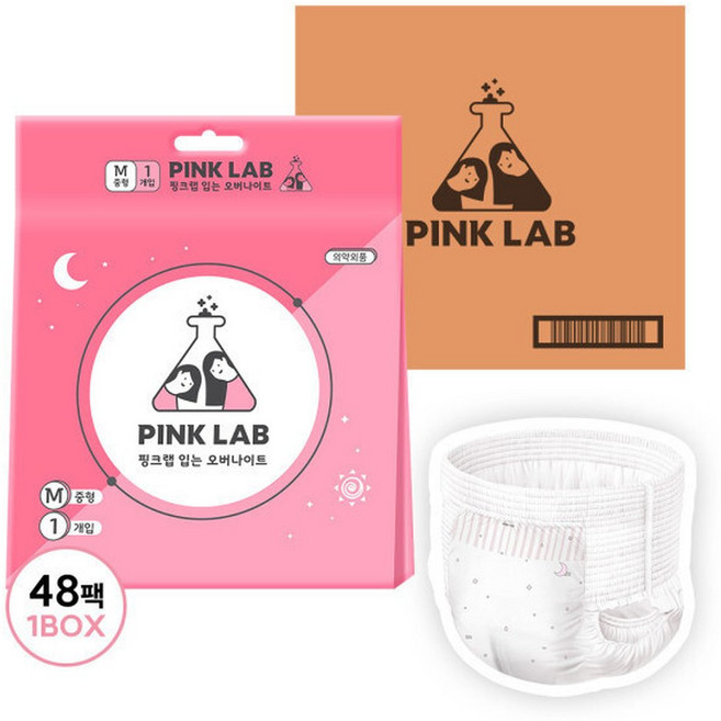 핑크랩 입는 오버나이트 생리대 중형 1매X48팩, 1개입, 48개