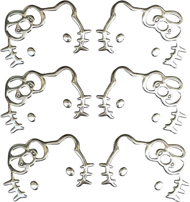 헬로키티 방수 스티커 캐리어 노트북 폰 미러 꾸미기, 6개, 메탈릭 실버