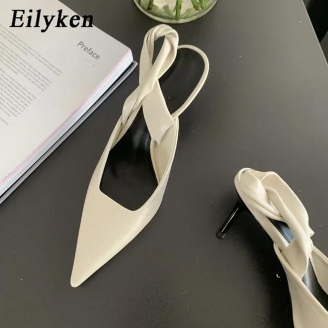 피카딜리슬링백 Eilyken 얇은 하이힐 슈즈 얕은 여성용 펌프스 포인티드 토 슬링백 샌들 무도회 디자인