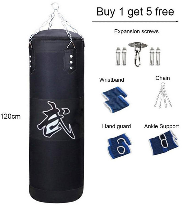 천장 후크가있는 무거운 펀치 백 세트 성인용 가방을 교수형하는 강철 체인 무에타이 MMA 태권도 홈 체육관, 02 Black, 1개