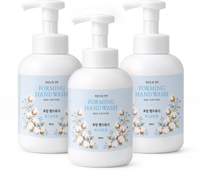한수위 포밍 핸드워시 허그코튼향 500ml 3개