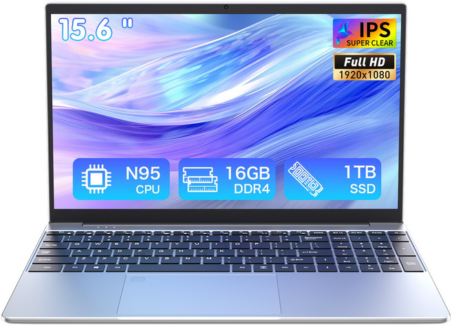 AUUSDA 15.6인치 대화면 노트북 인텔 N95 프로세서 탑재 8000mAh 대용량 배터리 백라이트 키보드 지문 인식 지원 Windows 11 Pro 사전 설치 실버, T152A-N95, WIN11 Pro, 16GB, 1TB, 은색