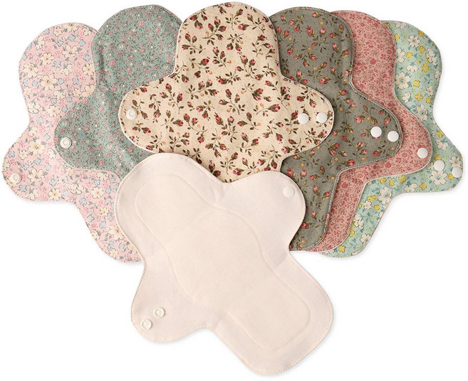 빨아쓰는 유기농 오가닉 요실금 패드 성인용 천기저귀 다회용패드 다용도패드 세트, 그린, 3개입