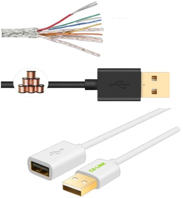 CE-LINK 무산소 USB 2.0 연장케이블 연장선 데이터전송 퀵차지 24K도금단자, 무산소USB2.0연장케이블-2M, 1개