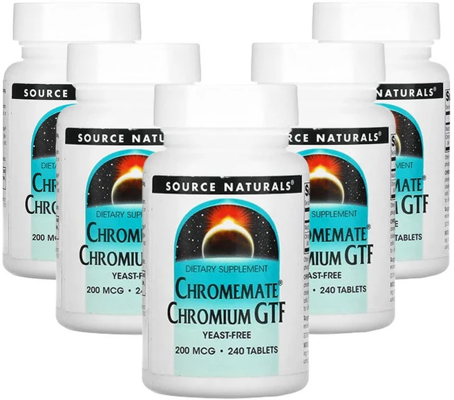 소스네츄럴스 Chromemate 크로뮴 GTF 200mcg 240정, 5개 - 쿠팡