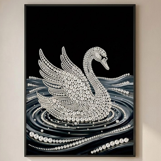 호인트 DIY 진주 보석십자수 명화그리기 30x40cm, 1개, 09은빛백조