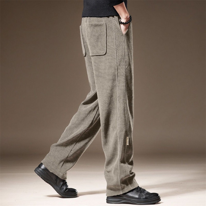 Vezri 남성 고급스러운 코듀로이 롱 팬츠 캐주얼 스트레이트핏 가을 겨울용