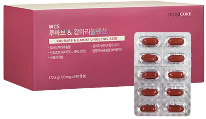 뉴트리코어 WCS 루바브 DK & 감마리놀렌산 건조효모 HD 여성 갱년기, 60정, 4개