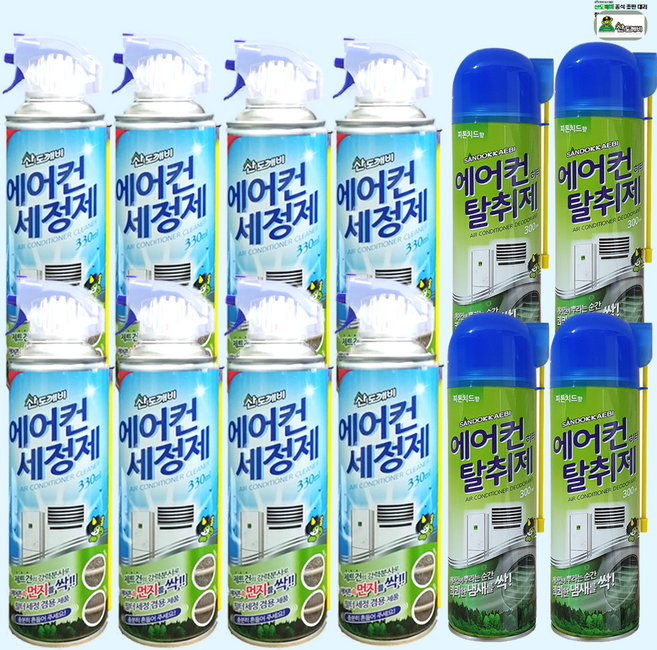 산도깨비 에어컨 세정제 2개+에어컨 탈취제 1개 에어컨청소 관리 가정용 차량용, 4세트