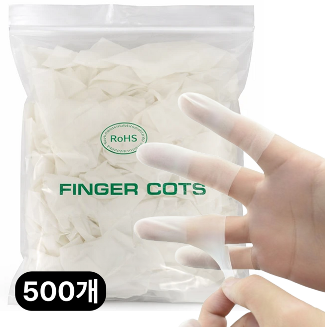 GO마켓 무압박 라텍스 손가락 골무, 500개, 화이트