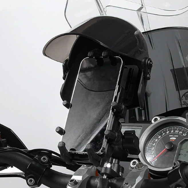 인밸 오토바이 자전거 휴대폰 햇빛가리개 빗물차단 스마트폰 가림막 거치대, 블랙