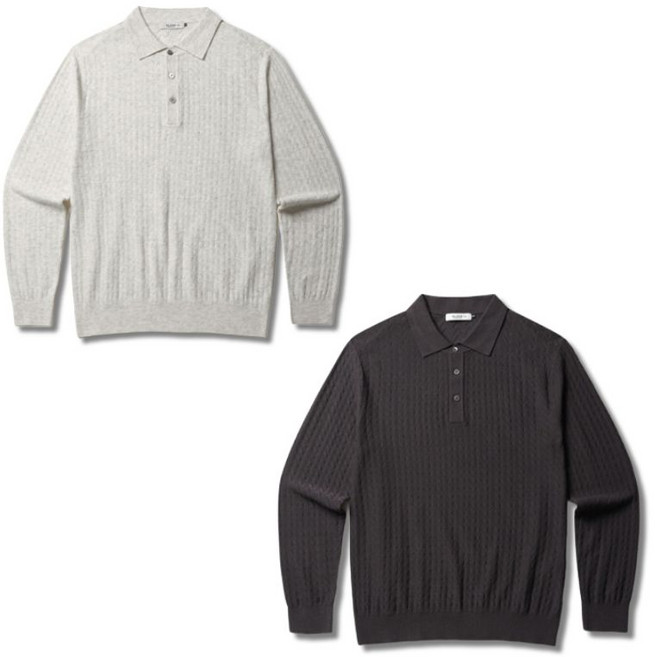 백화점정품 올젠 남성 헤링본 티에리 티셔츠 니트 스웨터 긴팔 긴소매 데일리